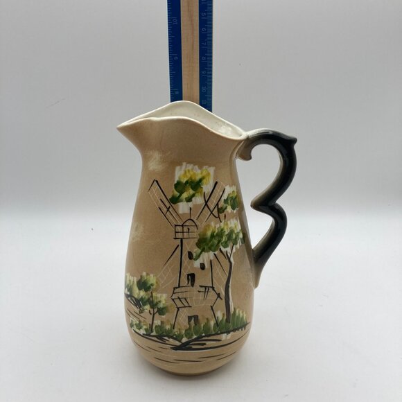 Vintage Nippon Yoko Boeki Co. Japan Asian Windmill 8" Porcelain Pitcher - Picture 2 of 7
